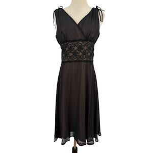 Y2K Babydoll Dress sz‎ 8P Slip Black Lace Trim Waist Sheer Fairy Dark Romantic